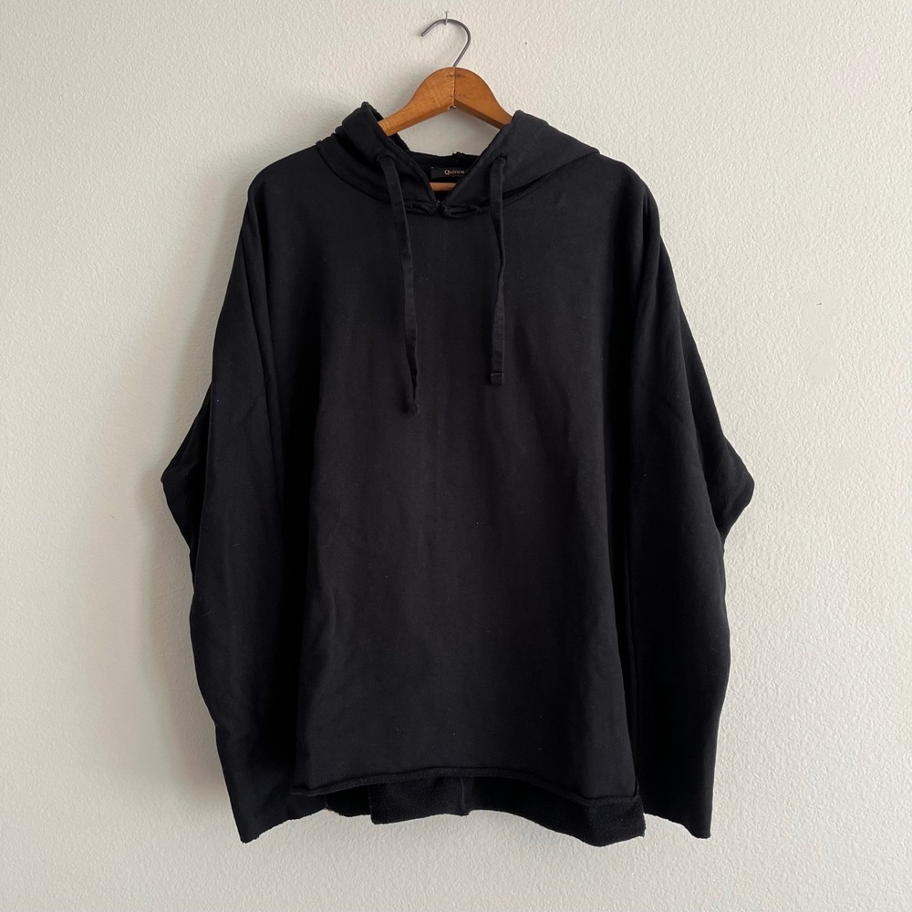 Quince Heavyweight Raw Edge Hoodie Black M